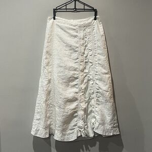 Yuvita Linen Maxi Skirt Women’s Large White Artsy‎ Boho Ruffles Lagenlook